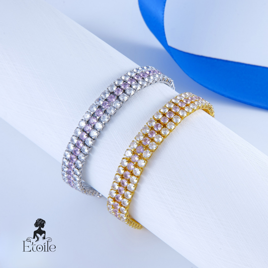 ✨ اسوارة تنس زركون عريض – زهري ✨