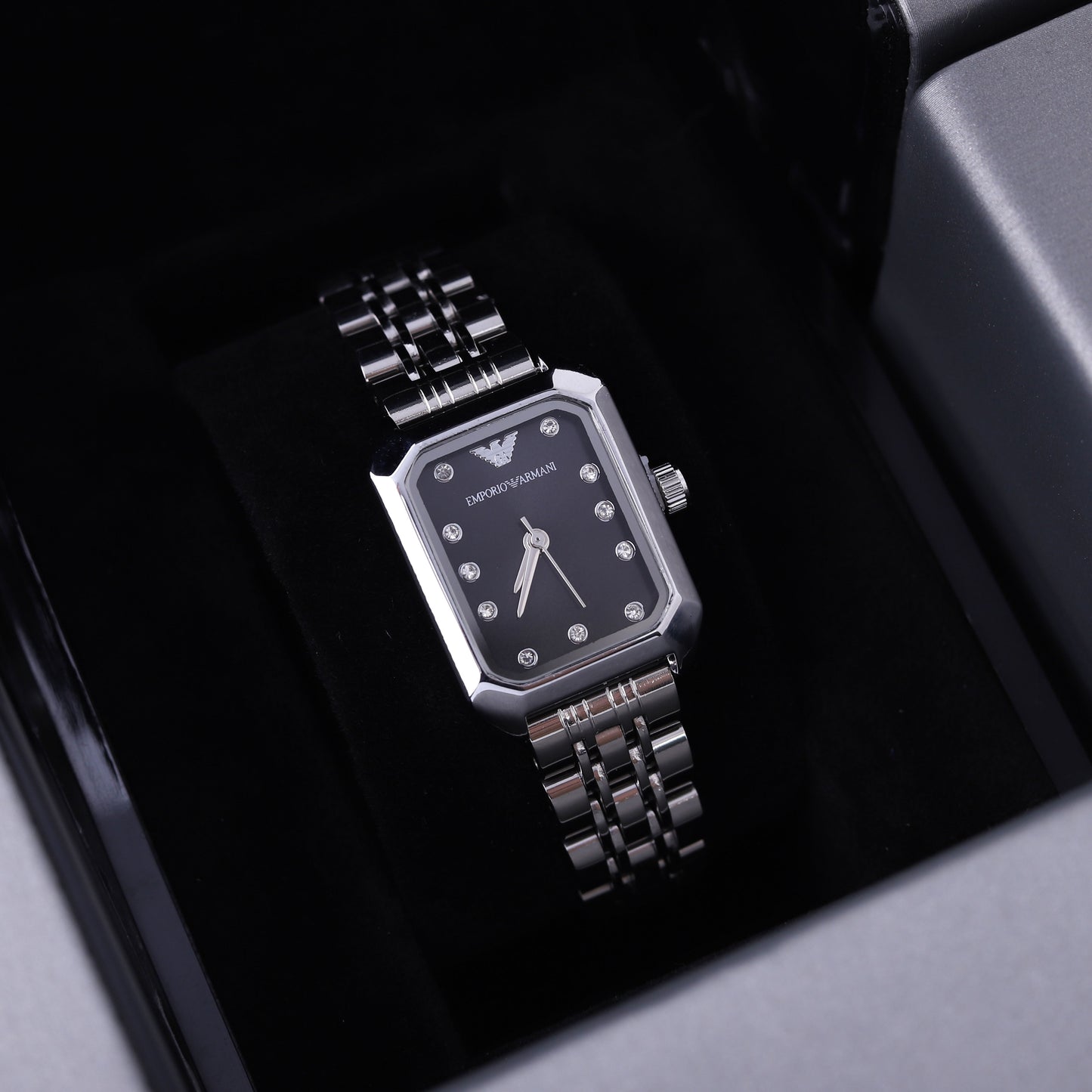 ✨ ساعة أرمني – فضي × أسود فاخر ✨