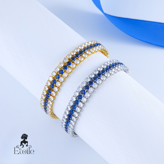 ✨ اسوارة تنس زركون عريض – أزرق ✨