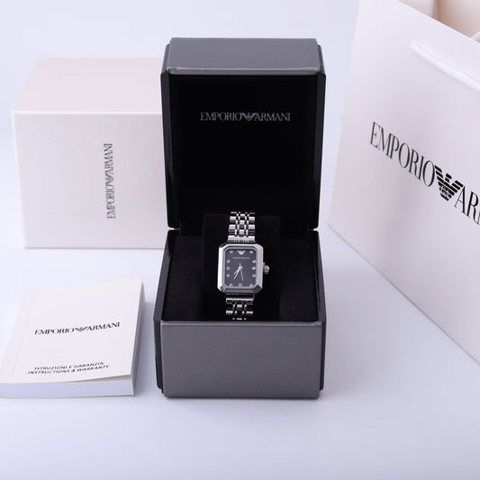 ✨ ساعة أرمني – فضي × أسود فاخر ✨