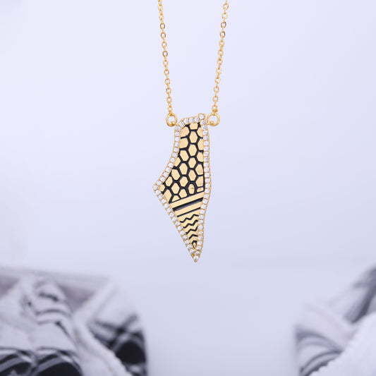 ✨ سنسال خارطة فلسطين – زركون أبيض ✨