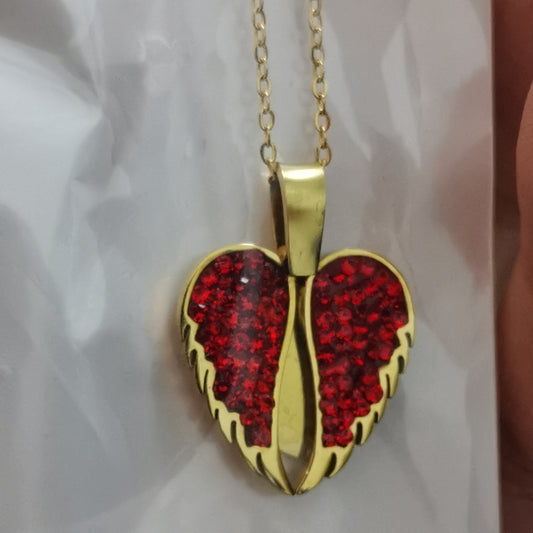 سنسال قلب بأجنحة سادة – أحمر ❤️