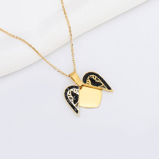 سنسال قلب فراشة مع زركون أسود 🦋🖤