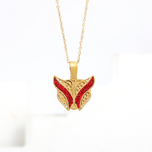 سنسال أجنحة فراشة مع زركون أحمر 🦋❤️