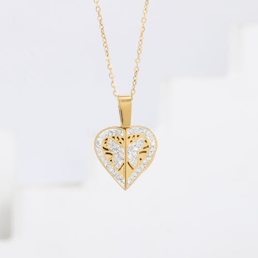 سنسال قلب فراشة مع زركون أبيض 🦋🤍