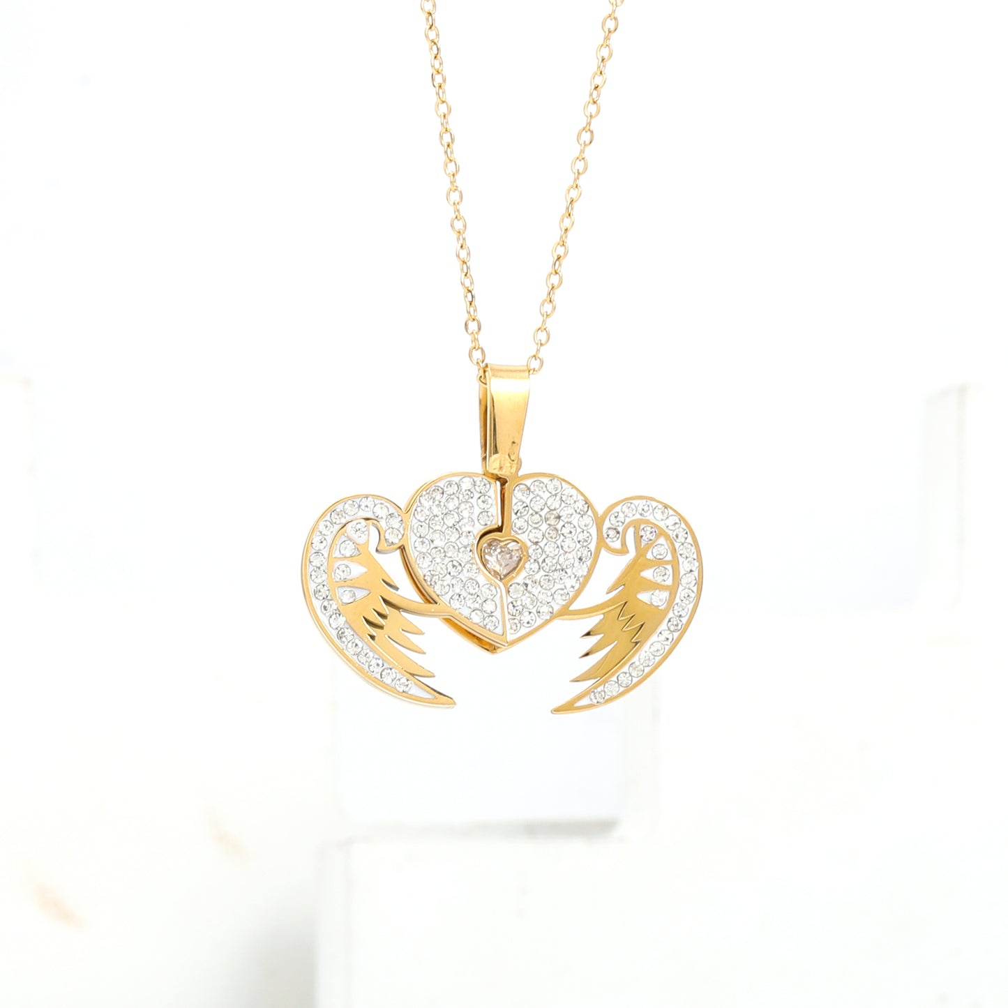 سنسال قلب طبقتين أبيض 🤍