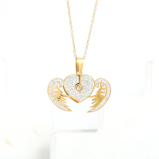 سنسال قلب طبقتين أبيض 🤍