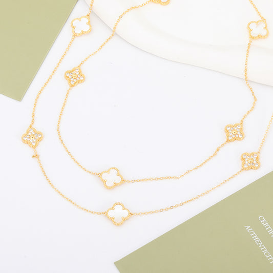 ✨ سنسال فان كليف 160 سم - نصف زركون أبيض وذهبي ✨