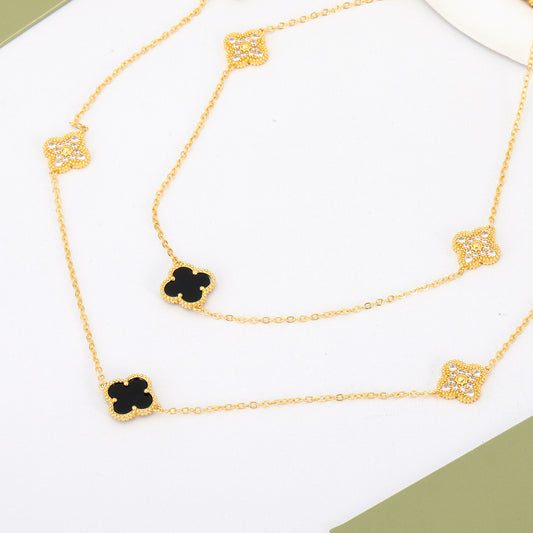 ✨ سنسال فان كليف 160 سم - نصف زركون أسود وذهبي ✨