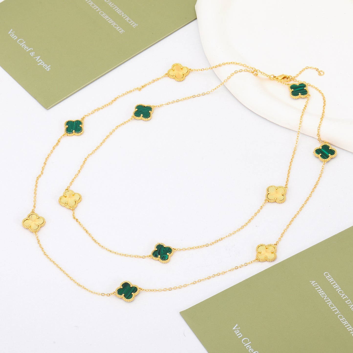 ✨ سنسال فان كليف 160 سم أخضر وذهبي ✨