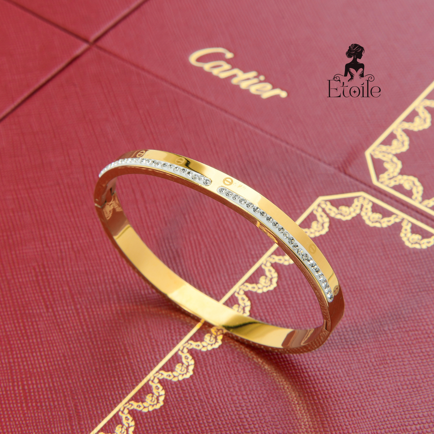 اسوارة كارتير love خط مفصول زركون ذهبي