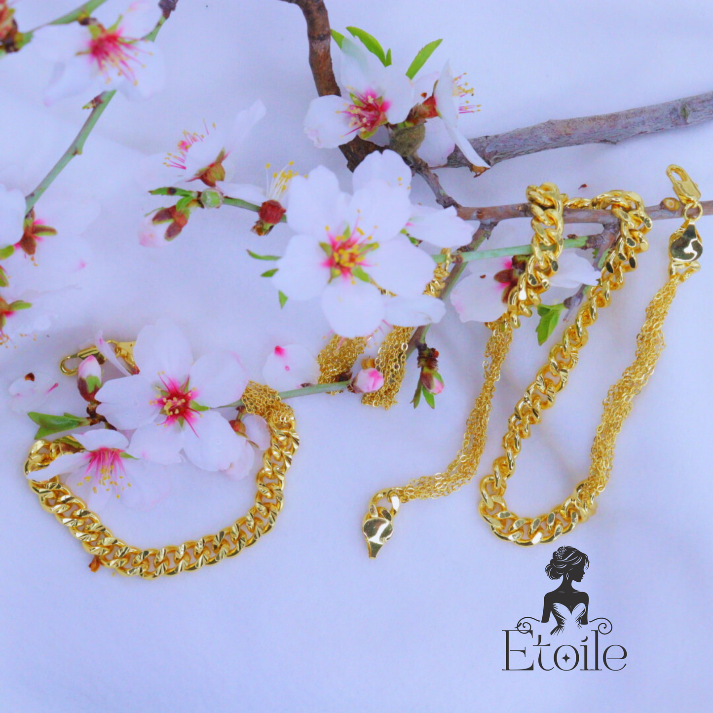 طقم سلاسل "Bold Chains" – تصميم عصري باللون الذهبي والفضي