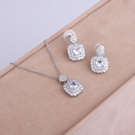 طقم لازوردي زركون طبقتين ذهبي