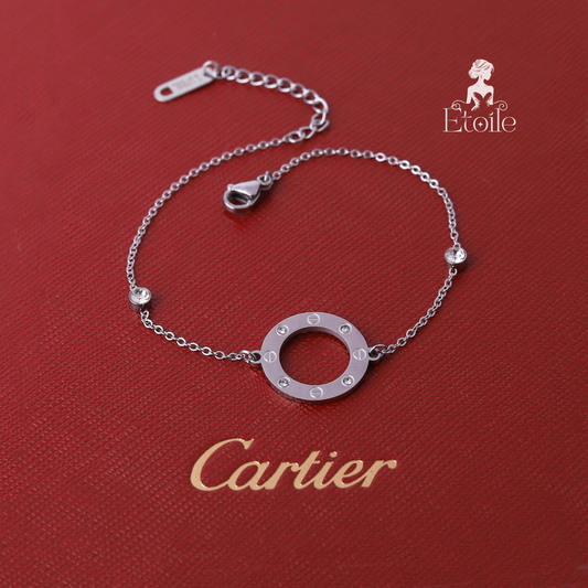 اسوارة كارتير love فضي زركون
