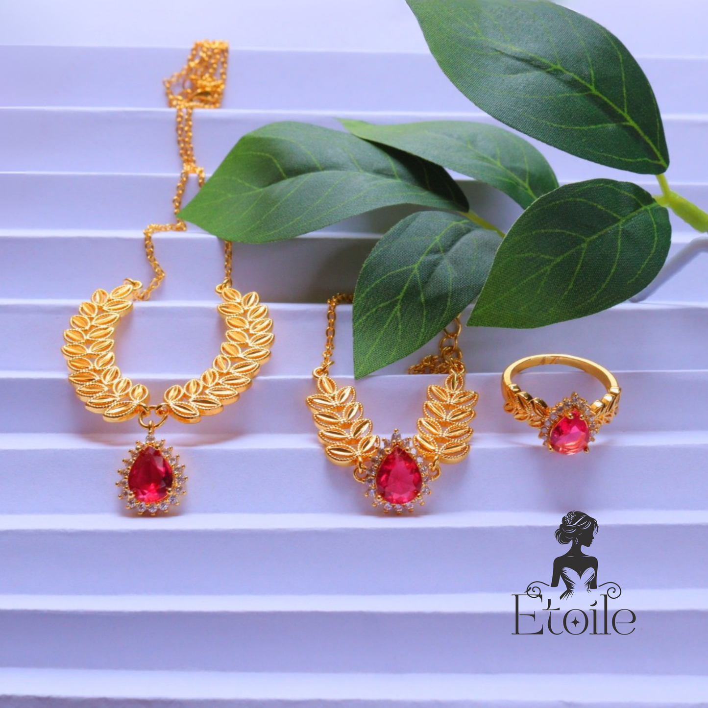 طقم سنبلة زيركون ملون