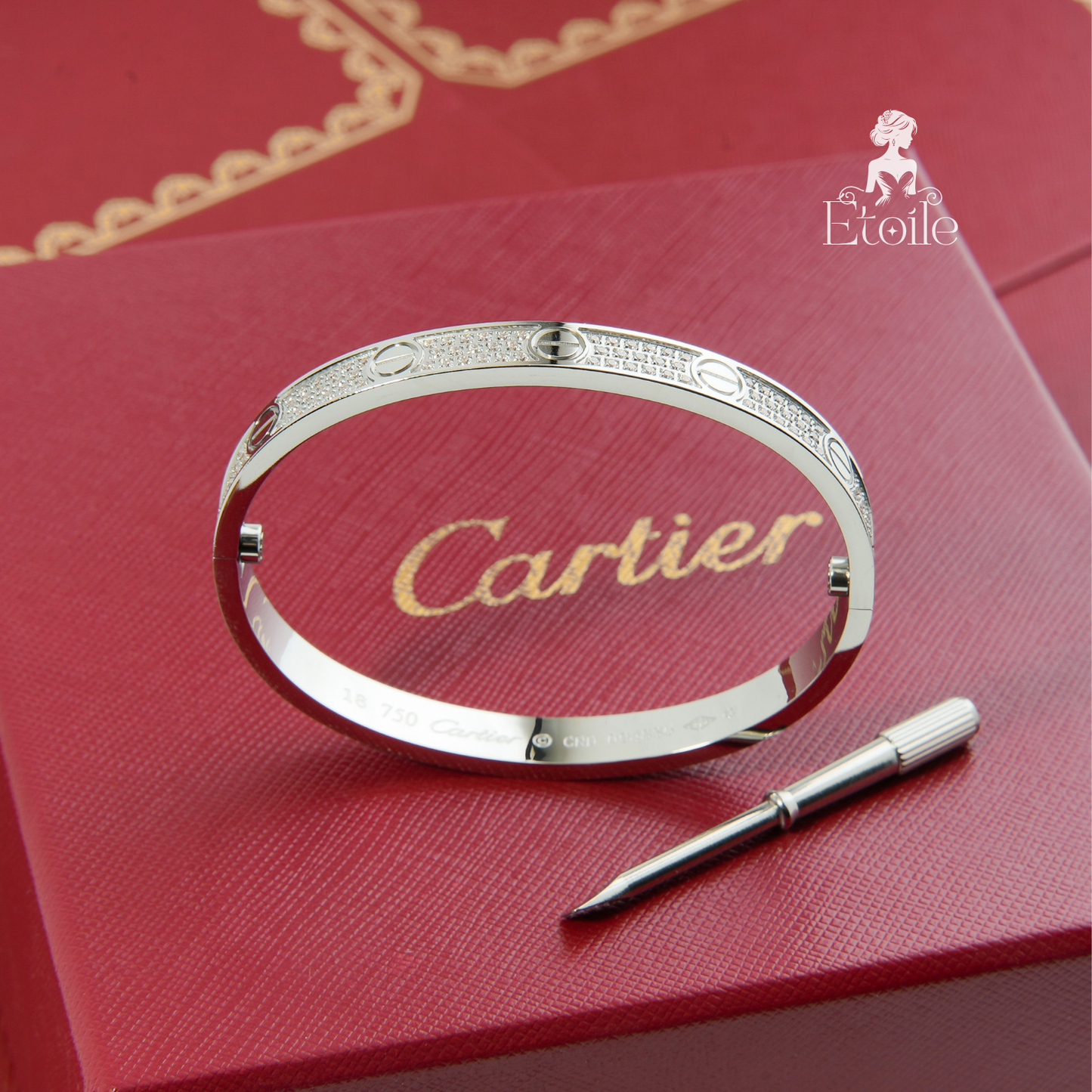 ✨ أسوارة كارتير Love - مفك وزركون فضي ✨