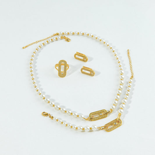 ✨ طقم ميسيكا Messika – 4 قطع لؤلؤ فاخر ✨