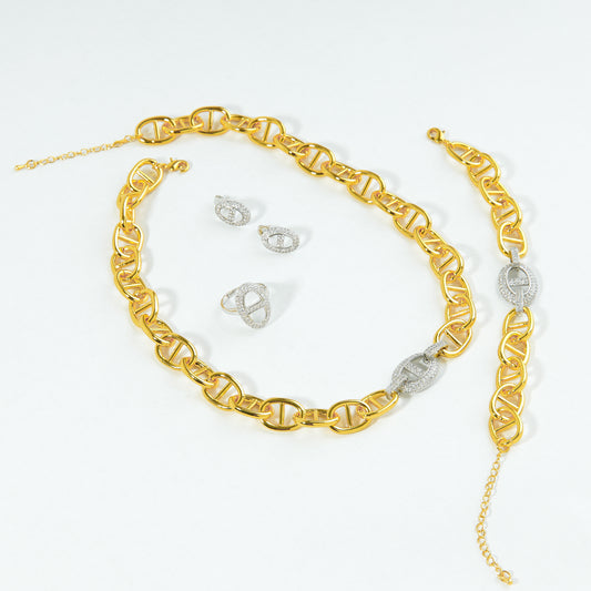 طقم CD كريستيان ديور – 4 قطع زركون ذهبي 💛