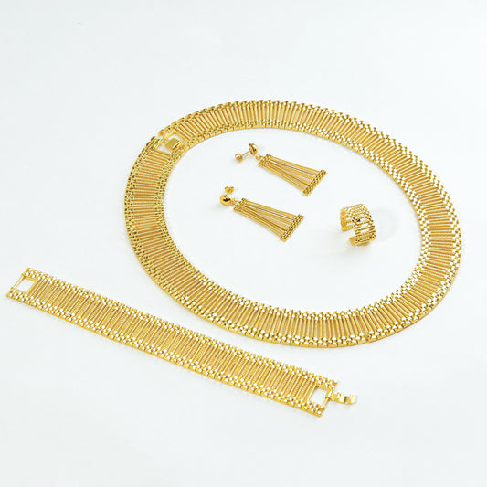 👑 طقم رولكس 4 قطع: سنسال، حلق، إسوارة، خاتم 🔱