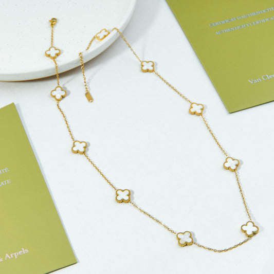 ✨ سنسال فان كليف أبيض وذهبي - 10 وردات ✨