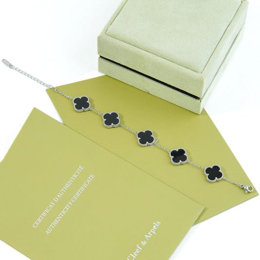 ✨ أسوارة فان كليف أسود وفضي ستيل ✨