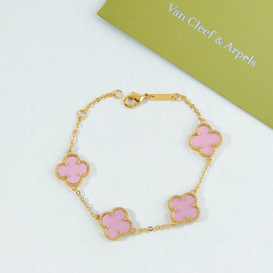 ✨ أسوارة فان كليف زهري وذهبي - (مُختم) ✨