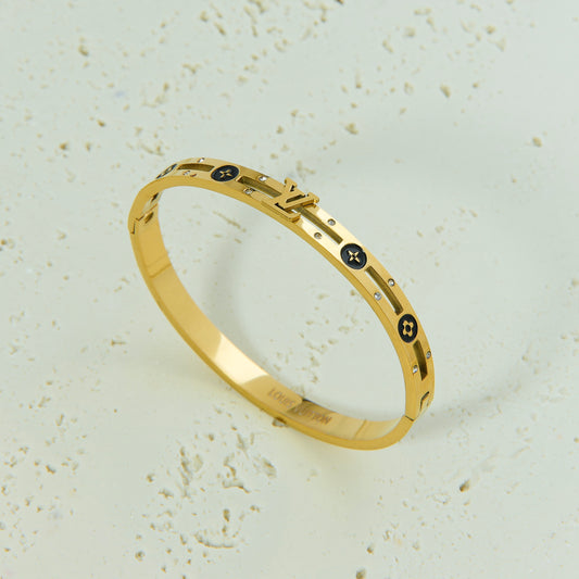 ✨ اسوارة لويس فيتون LV – ذهبي بزركون فاخر ✨