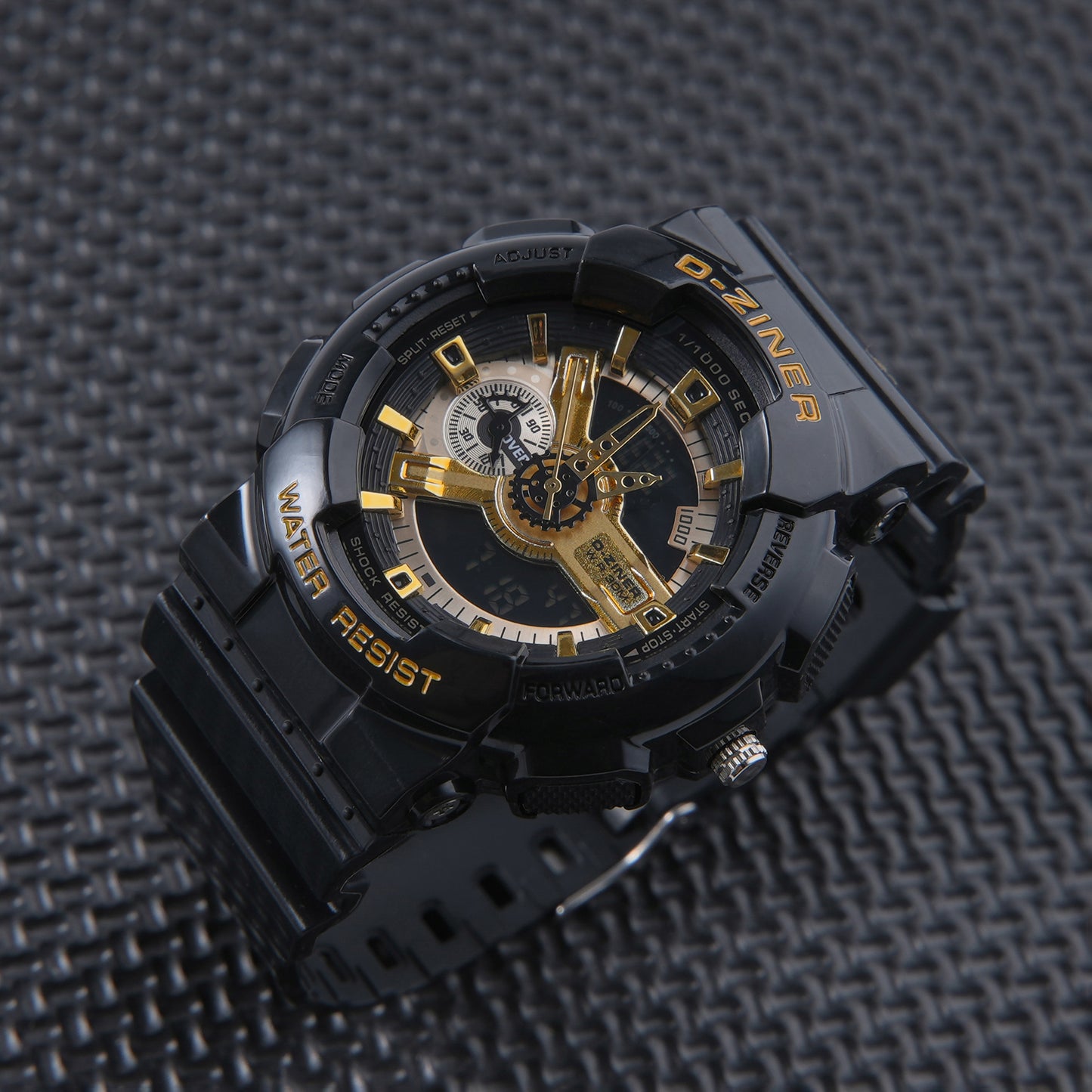 ✨ ساعة Designer G-Shock – أسود × ذهبي فاخر ✨