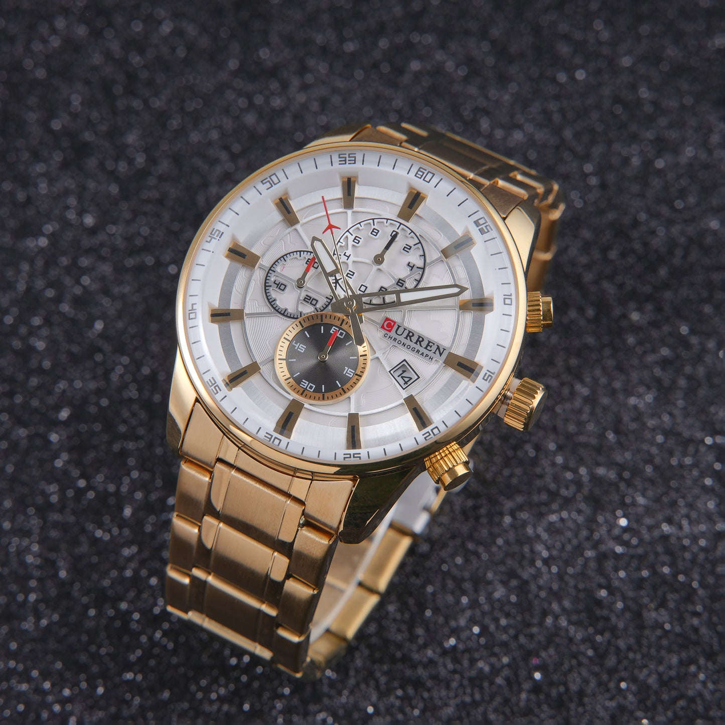 👑 ساعة Curren Gold-White Classic – إشراقة الذهب ونقاء الأبيض 🤍