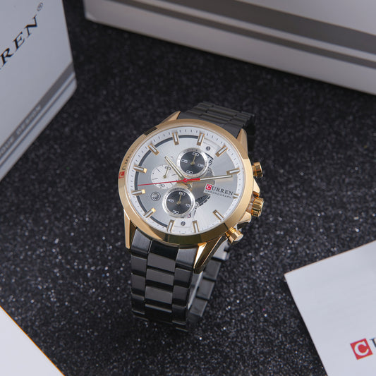 🖤 ساعة Curren Gold-Black Power – تحالف الذهب والفخامة السوداء 🔱