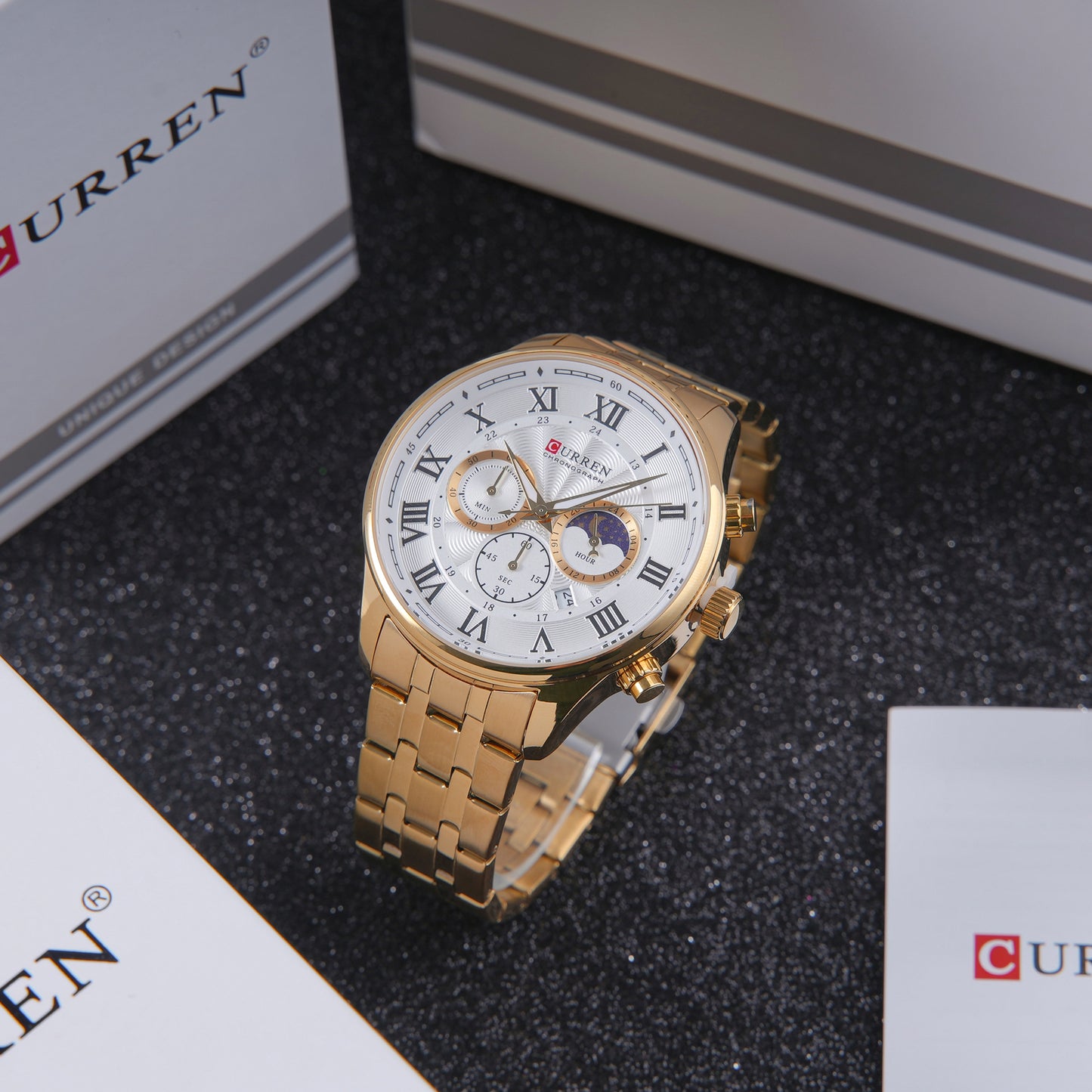 👑 ساعة Curren Golden Legacy – إشراقة الذهب الخالص والفخامة الكلاسيكية ✨