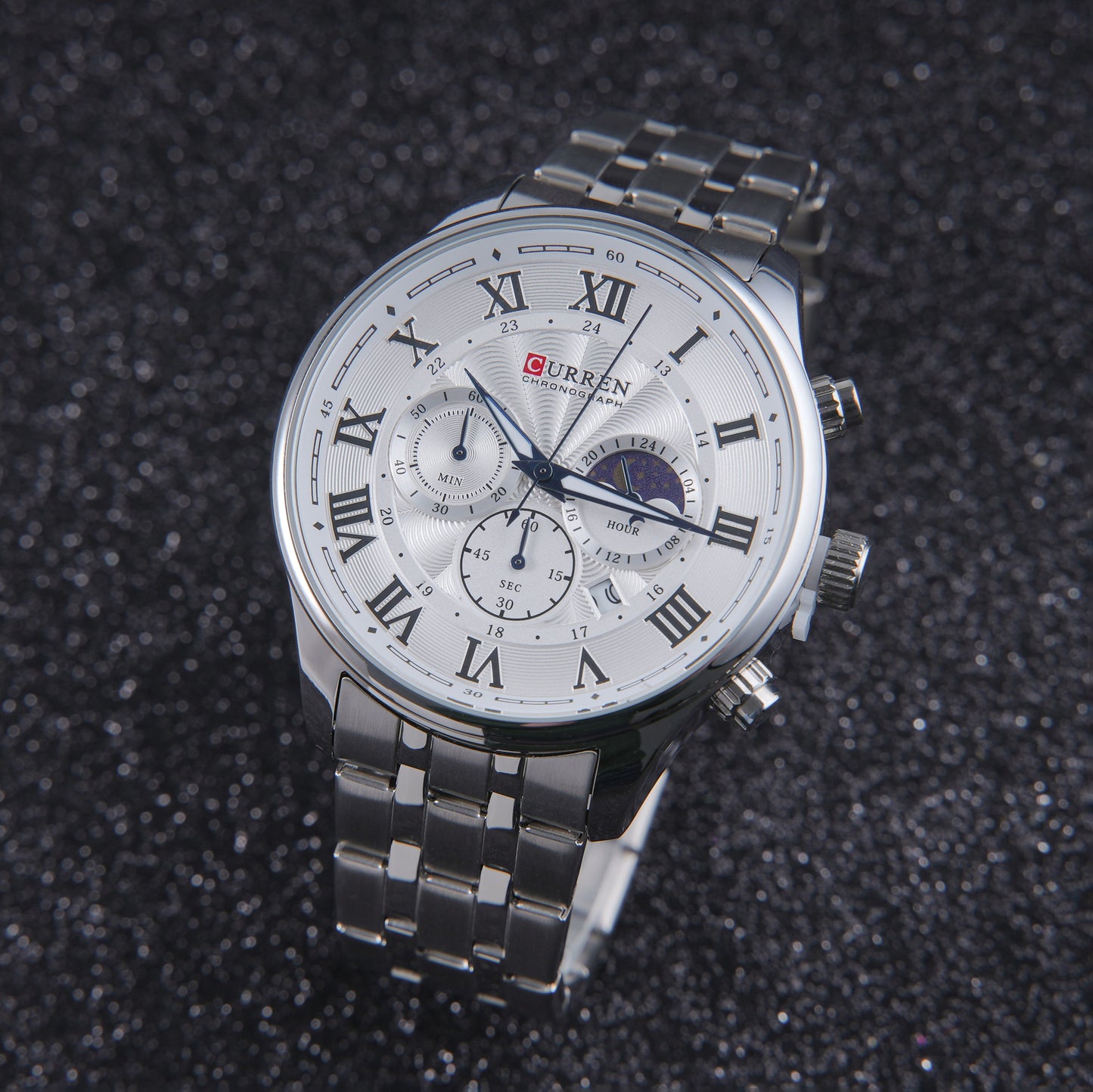 ⚪ ساعة Curren Steel Silver – الرقي الكلاسيكي ولمعان الستانلس ستيل ✨