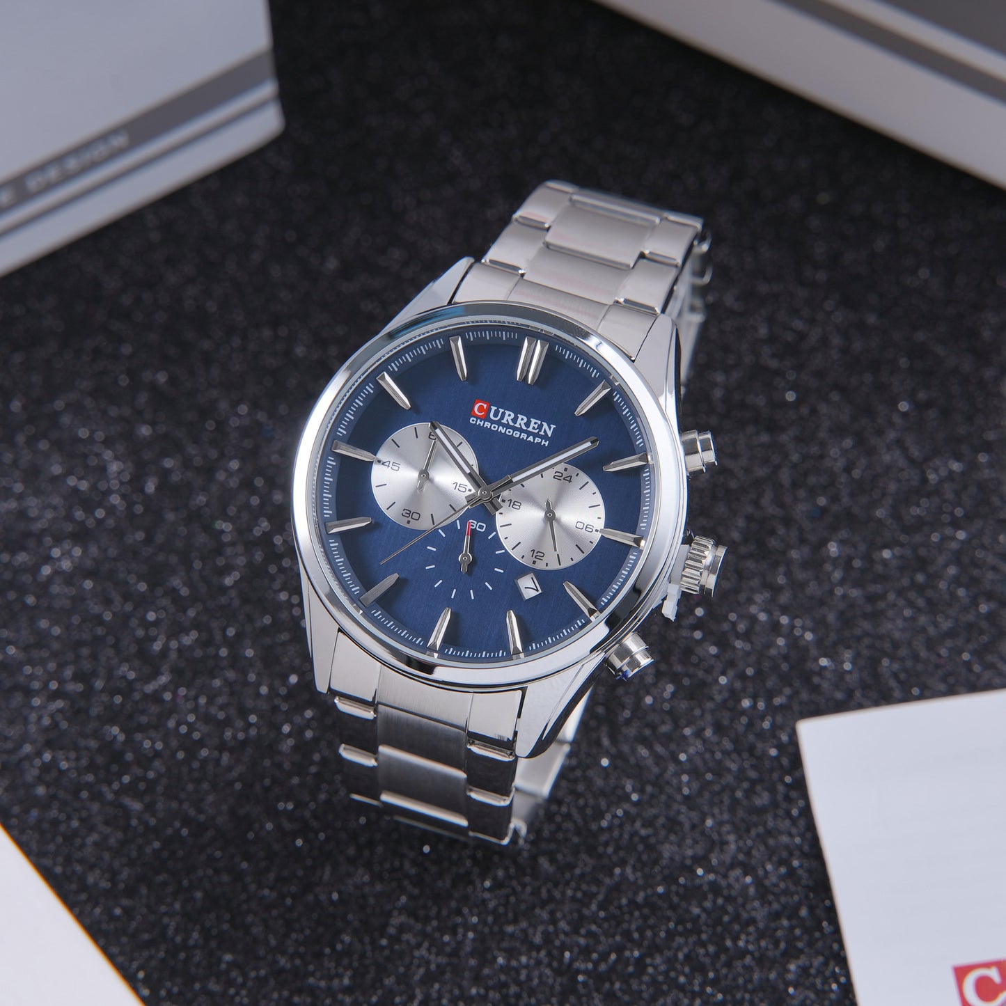💙 ساعة Curren Navy Classic – الرقي الفضي وعمق الكحلي الساحر 🌊