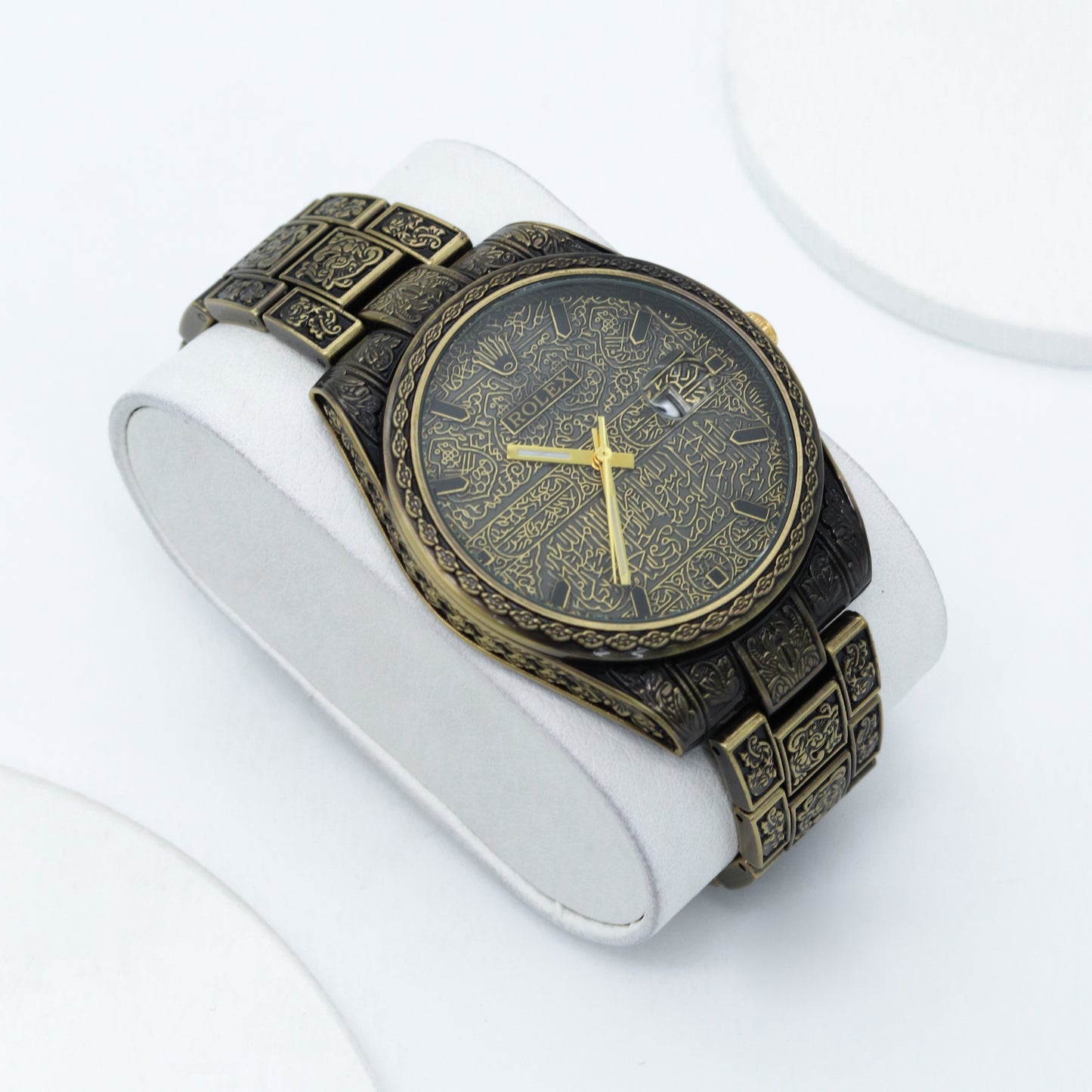 ✨ ساعة Rolex – زخرفة عربية برونزي فاخر ✨