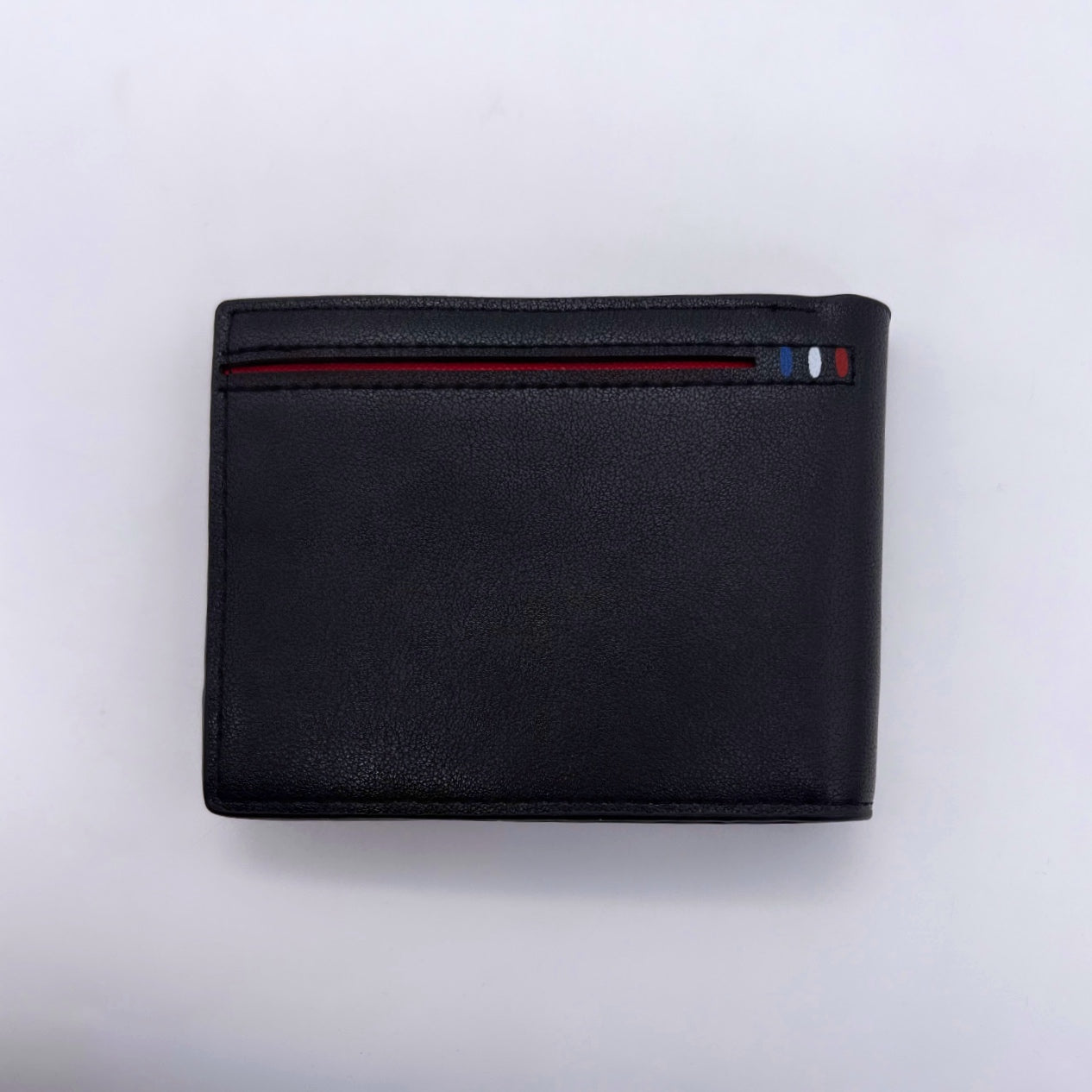 جزدان جلد طبيعي – أسود مع خط أحمر أنيق 🖤🔴