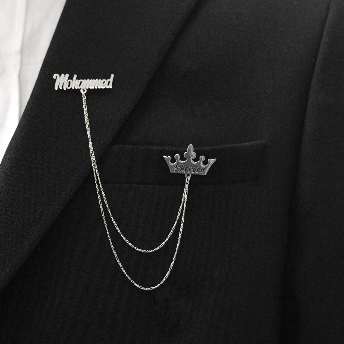 بروش فضة – تصميم شخصي باسمين 💖