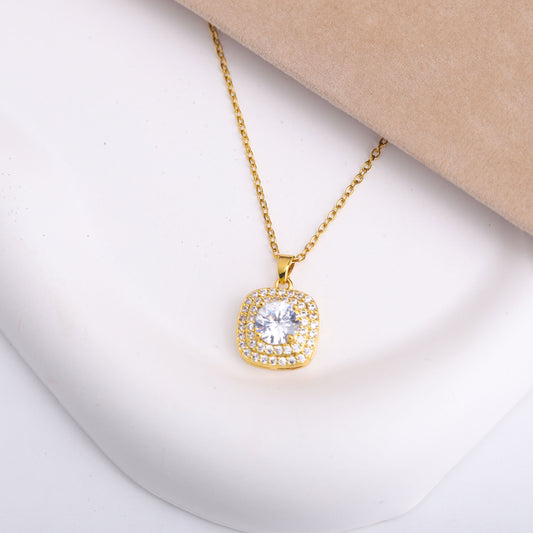 ✨ طقم لازوردي – زركون طبقتين ذهبي ✨