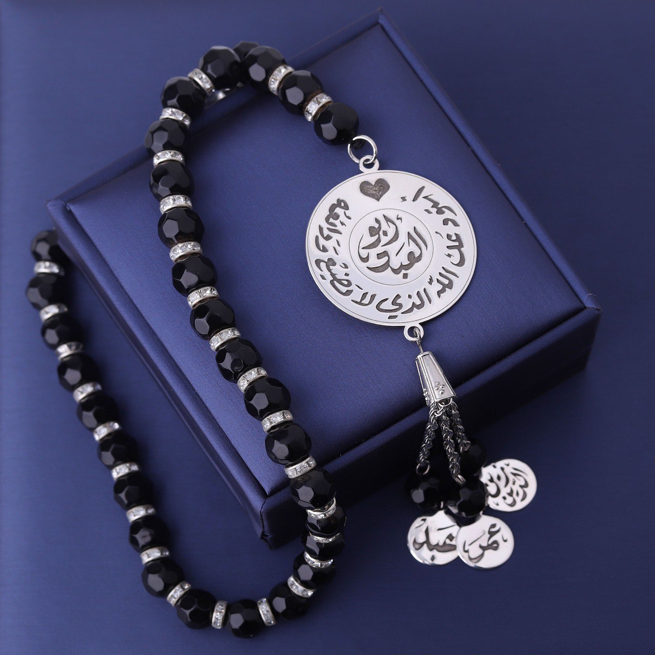 مسبحة فضة تفصيل – مع ثلاث حلقات إضافية للأسماء 🕌💖