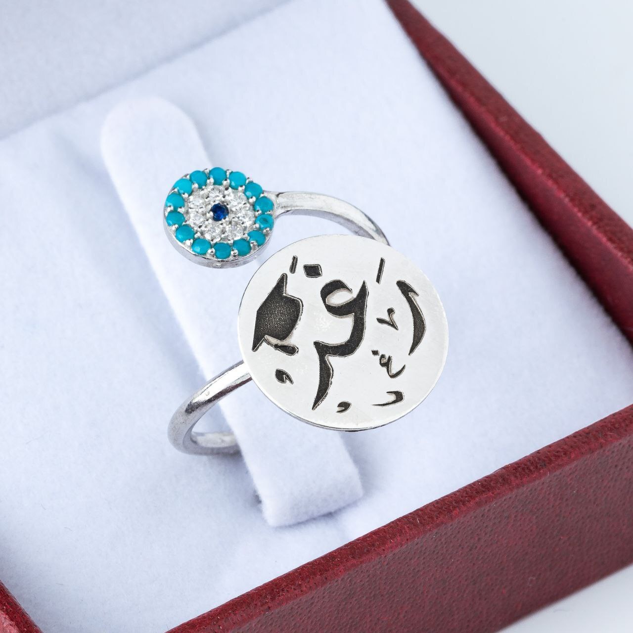 خاتم فضة مع زركون أزرق 💎🔹