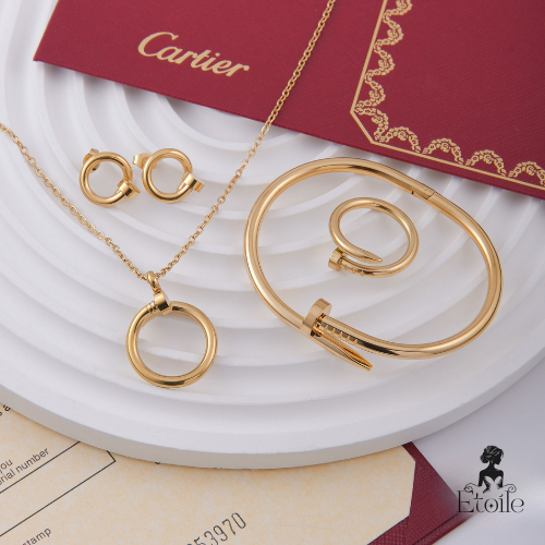 ✨ طقم كارتير مسمار - 3 قطع ذهبي سادة ✨