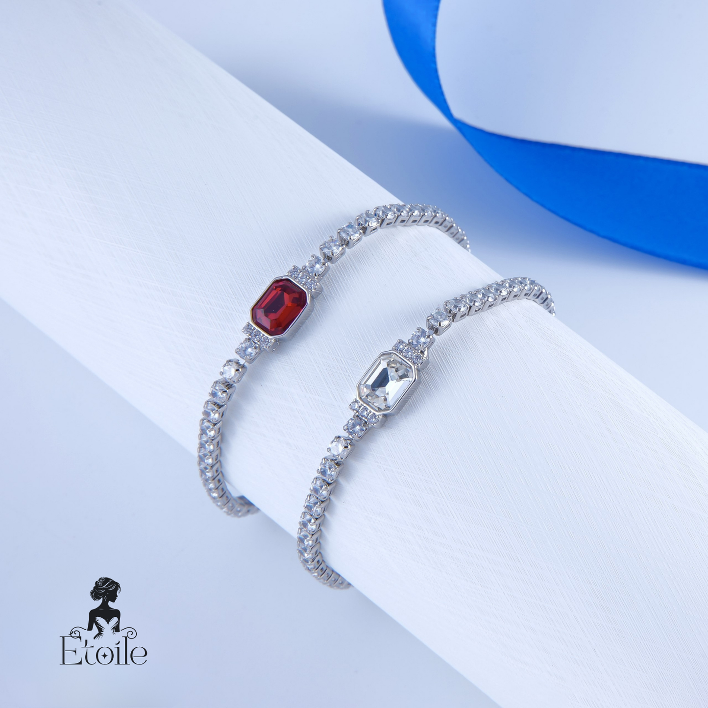 ✨ اسوارة تنس زركون – أحمر وأبيض ✨