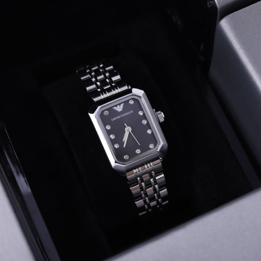 ✨ ساعة أرمني – فضي × أسود فاخر ✨