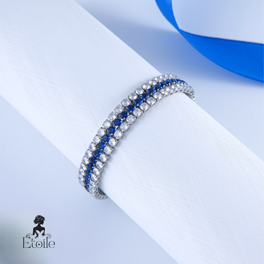 ✨ اسوارة تنس زركون عريض – أزرق ✨