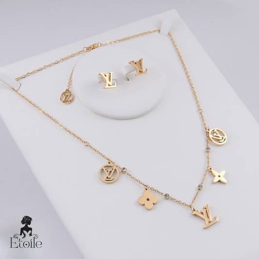 ✨ طقم لويس فيتون LV – وردة طويلة فاخر ✨