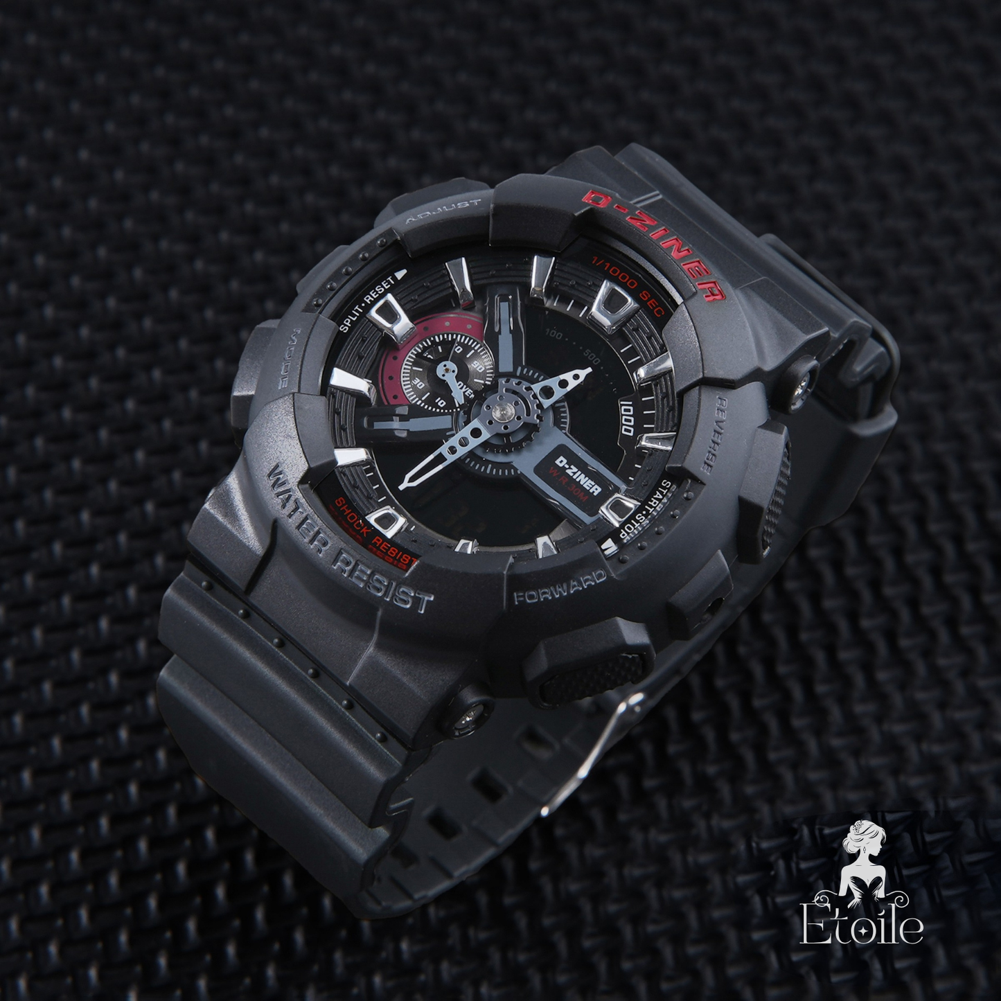 ✨ ساعة Designer G-Shock – أسود × أحمر ناعم وأنيق ✨