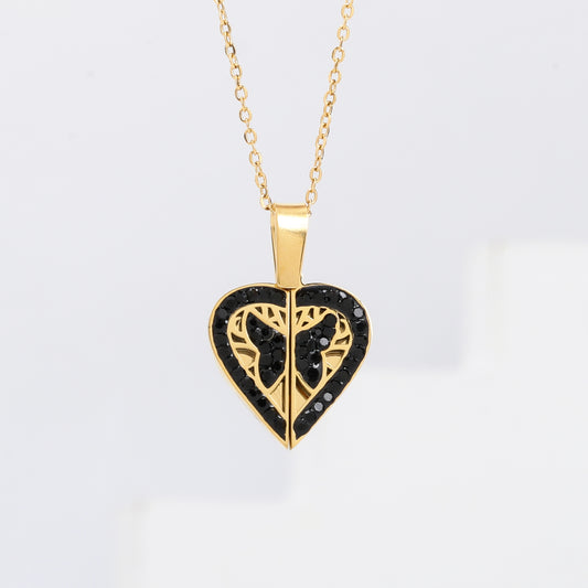 سنسال قلب فراشة مع زركون أسود 🦋🖤