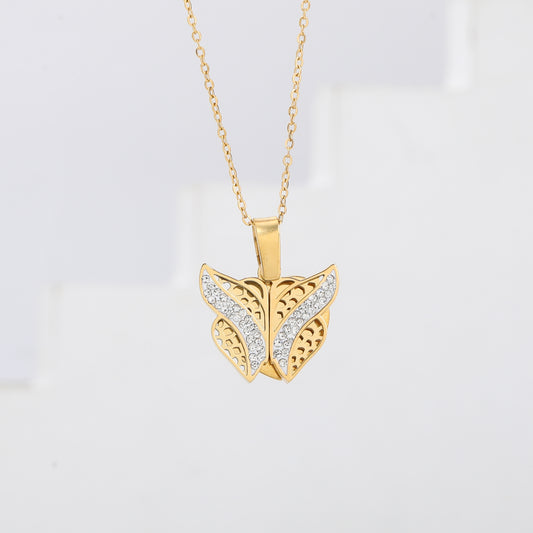 سنسال أجنحة فراشة مع زركون أبيض 🦋🤍