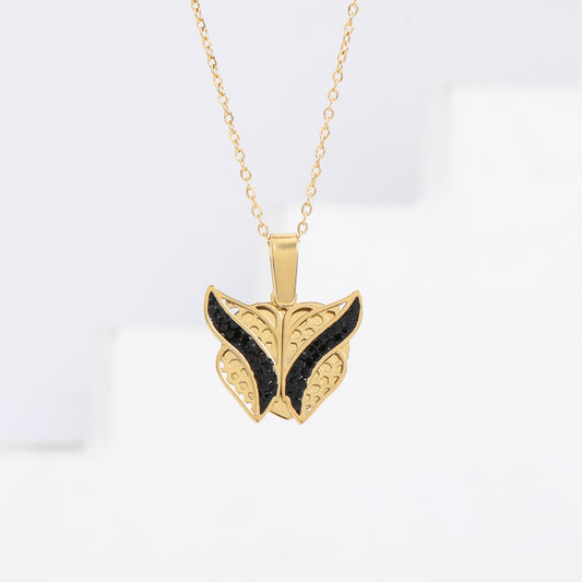 سنسال أجنحة فراشة مع زركون أسود 🦋🖤