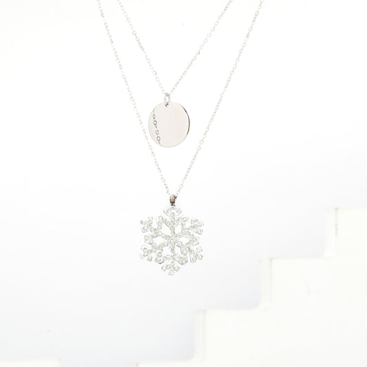 سنسال ندفة الثلج مع زركون فضي ❄️✨