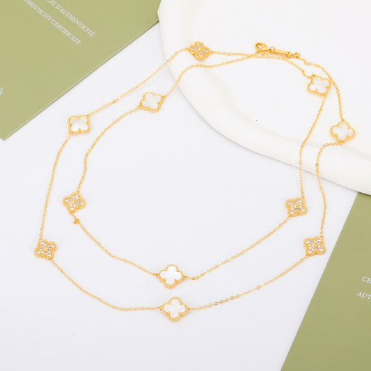 ✨ سنسال فان كليف 160 سم - نصف زركون أبيض وذهبي ✨